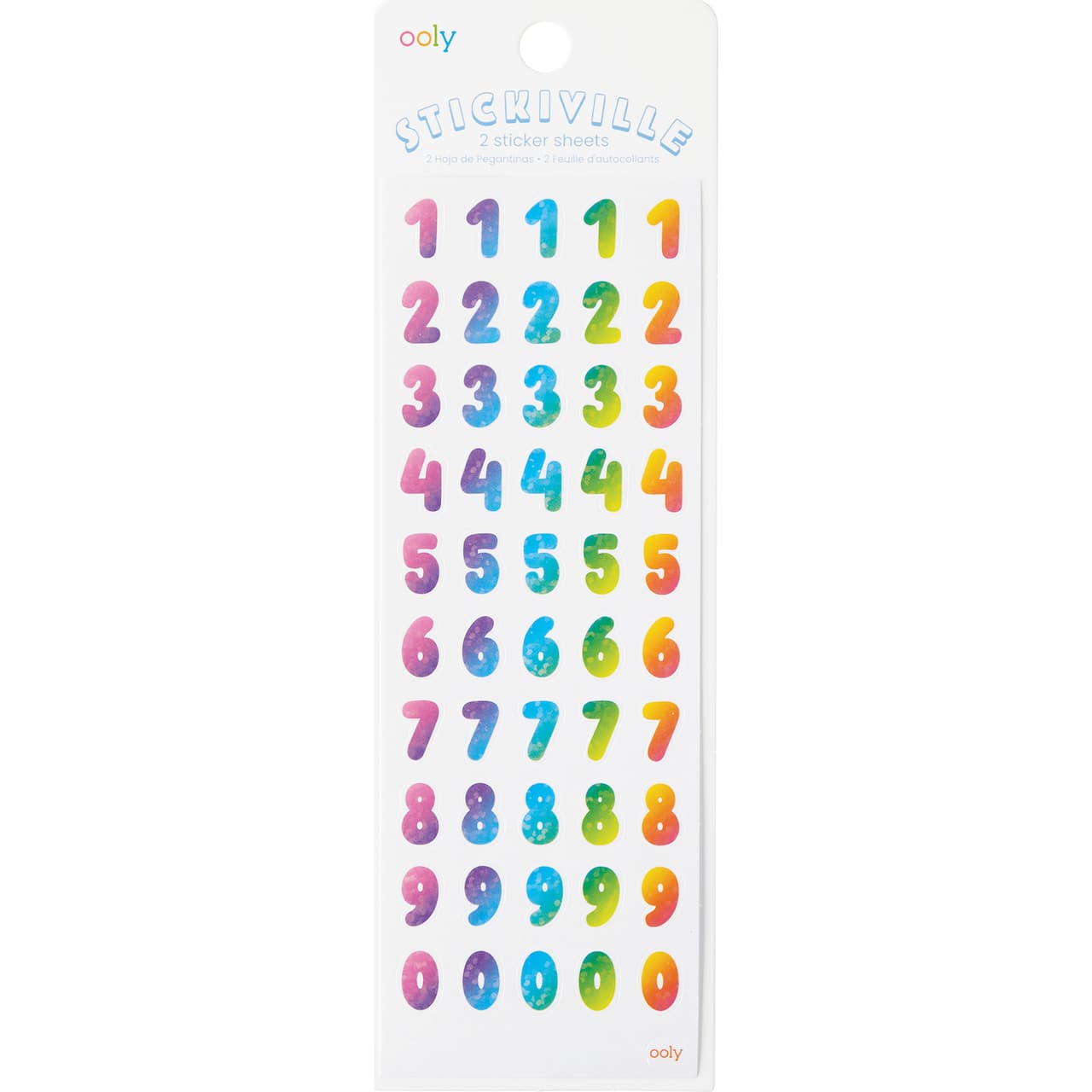 Ooly Stickiville Holographic Glitter Rainbow Numbers Skinny Sticker Sheet, 2ct.